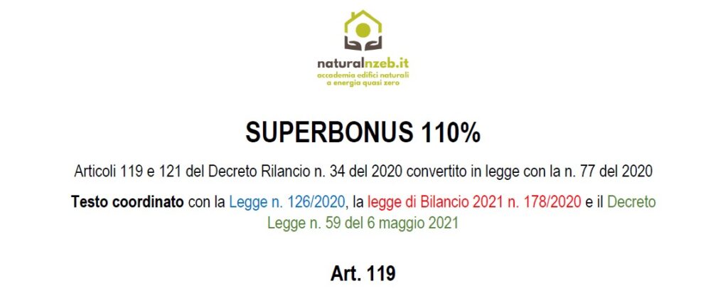 Superbonus 110 decreto rilancio coordinato dl 59-2021
