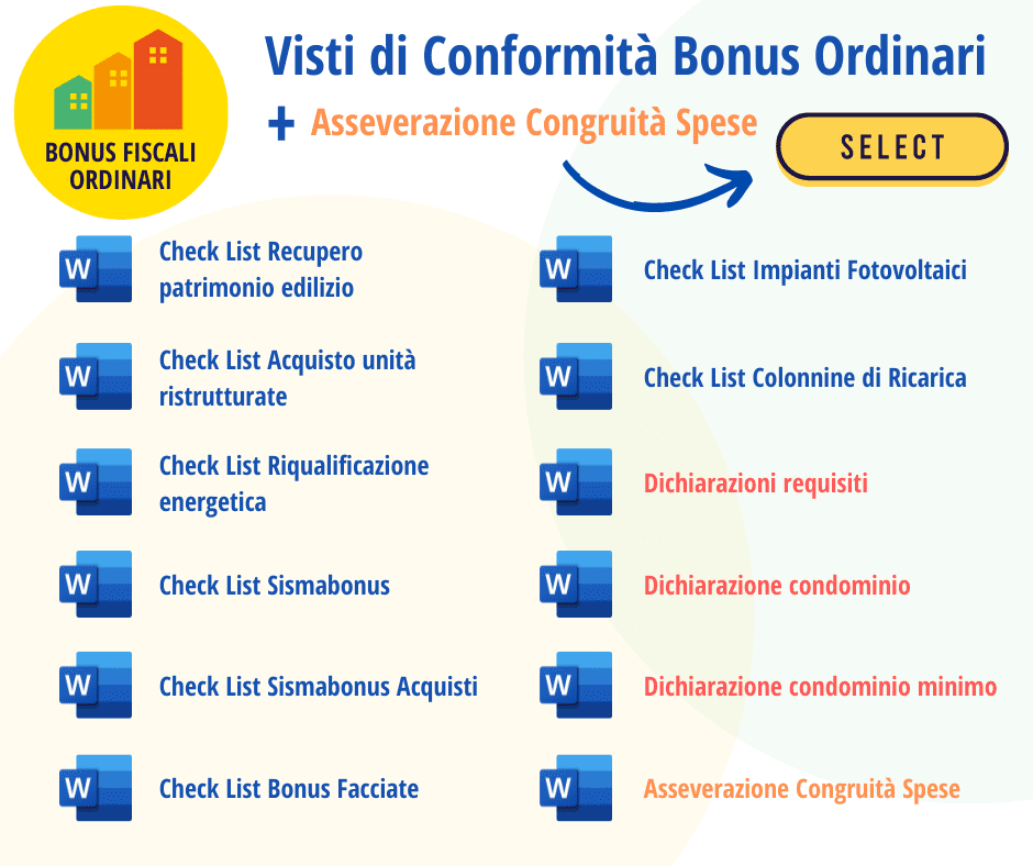 Visto di conformità e asseverazione congruità spese bonus ordinari