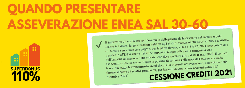 Cessione crediti 2021 e asseverazione ENEA