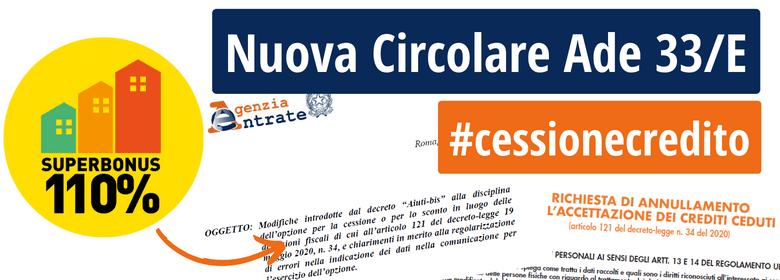 Circolare 33E agenzia delle entrate cessione crediti superbonus