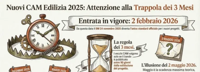 Nuovi CAM Edilizia 2025 e Regime Transitorio: Attenzione alla “Trappola” dei 3 Mesi!