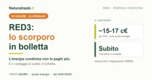 RED3 e scorporo in bolletta dell'energia condivisa dal 24 gennaio 2026