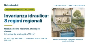 Invarianza idraulica: 8 regimi regionali, vasca di laminazione interrata con bocca tarata sotto una villetta